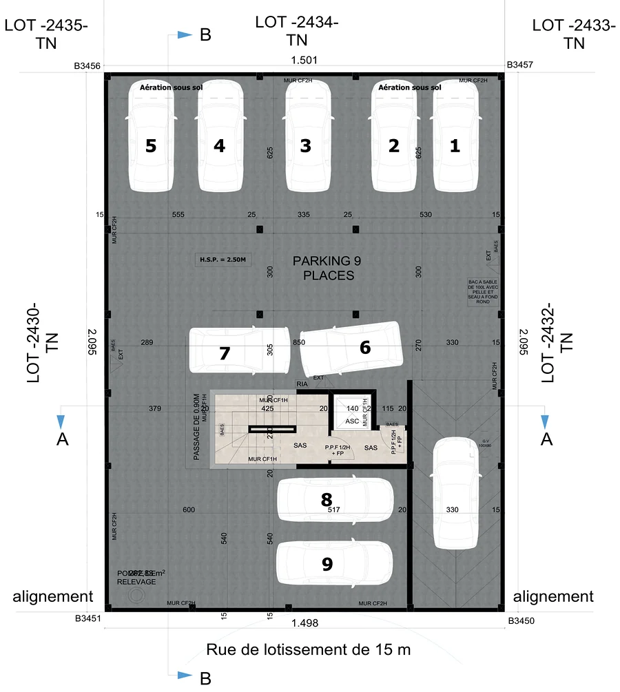 Plan du sous-sol de l'îlot 1